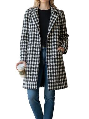 Soft houndstooth one button jacket coat sz M